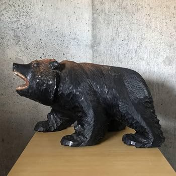 Amazon.co.jp: 八雲 木彫り熊 木彫熊 吠え熊 アイヌ 旭川 白老 志化雪